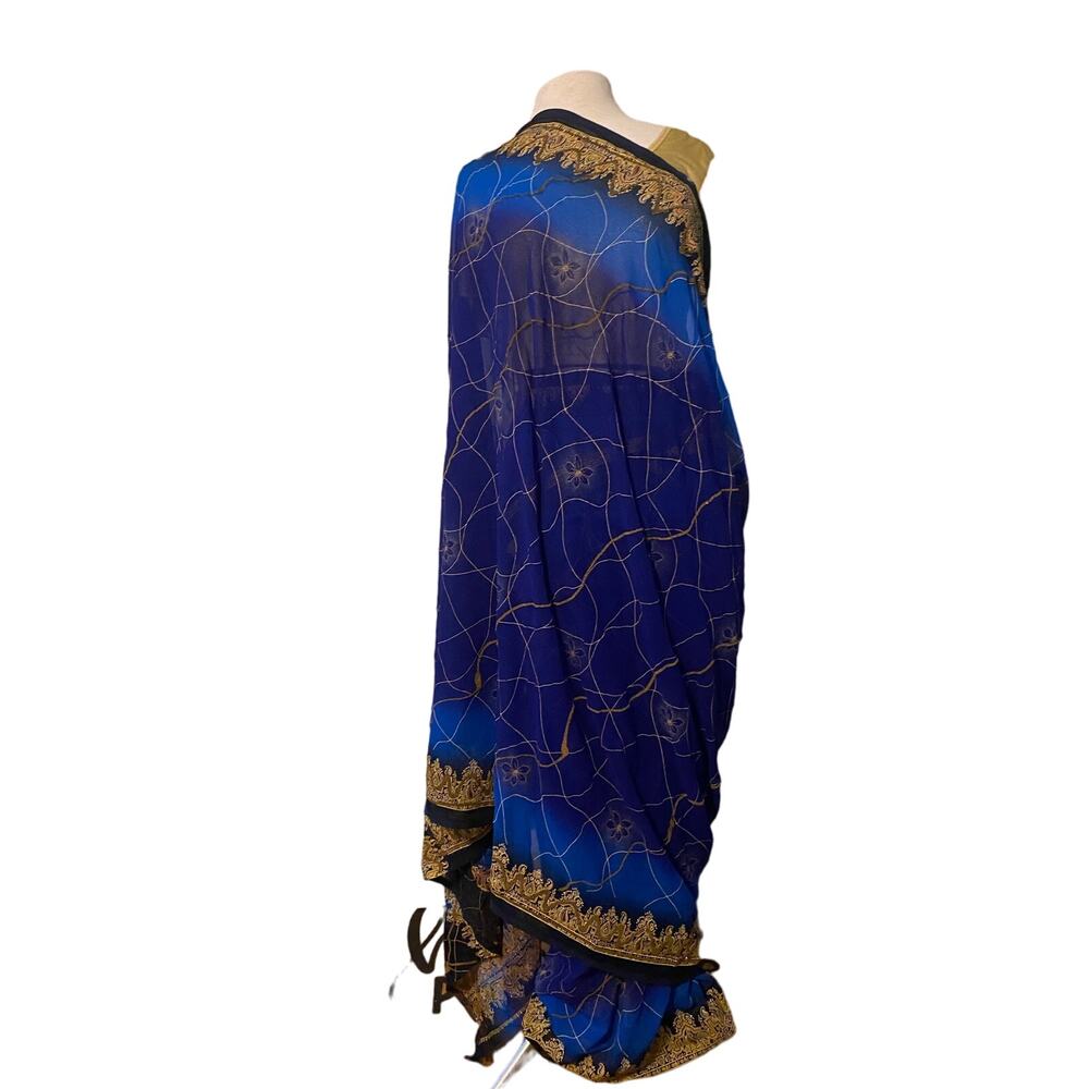 Unique one size. Gold and Blue saree beautiful. New. From India.